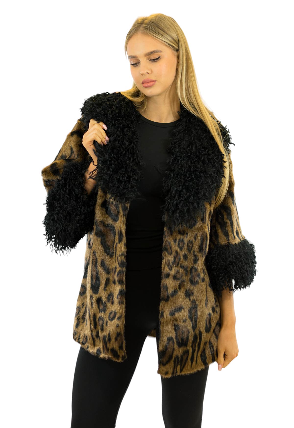 Leopardenmuster Faux Fur Jacke "Viktoria"