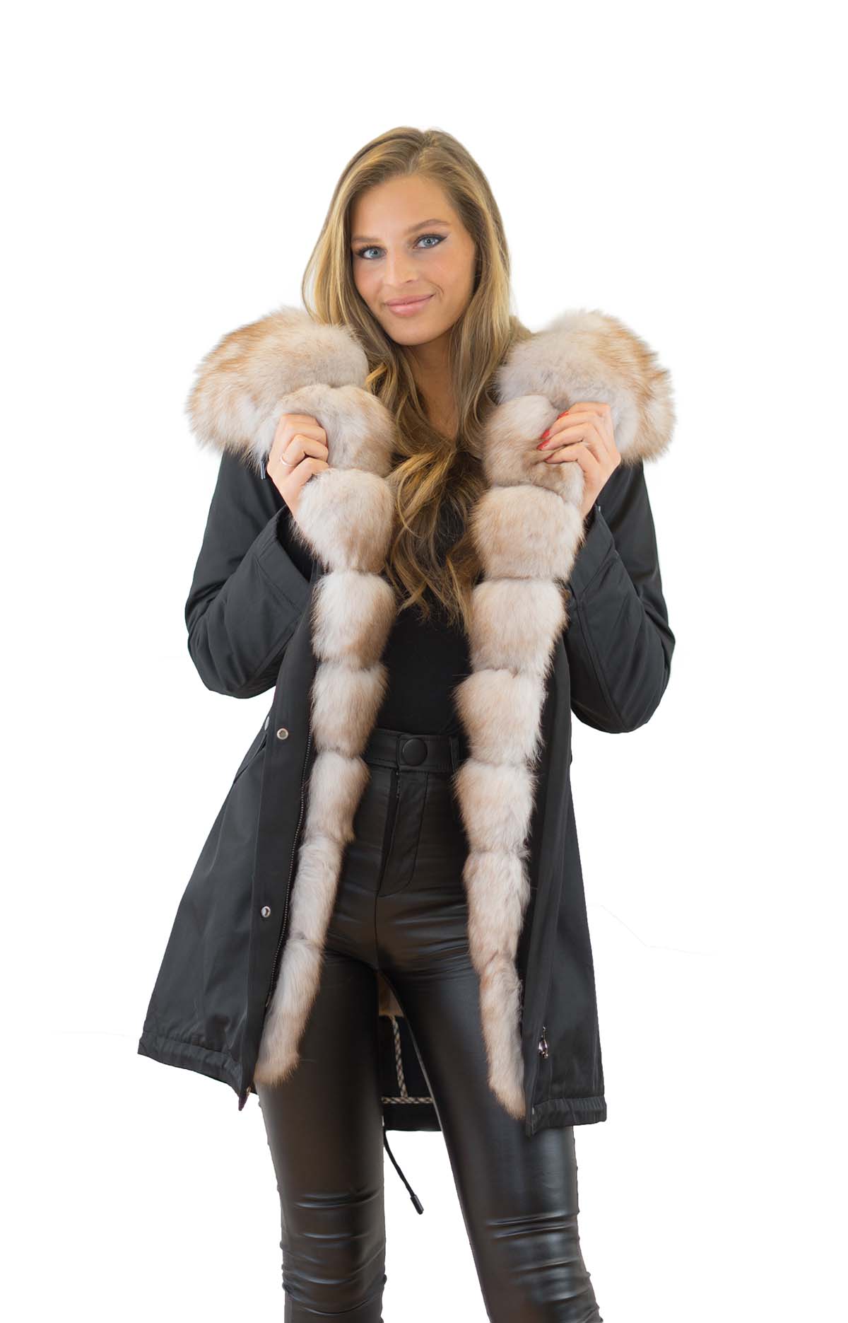 Parka mit Pelz XXL Pelzkragen Fuchs Parka mit Echtfell