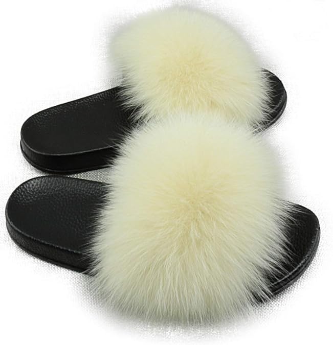 Echtpelz Slippers beige Fuchs Fell