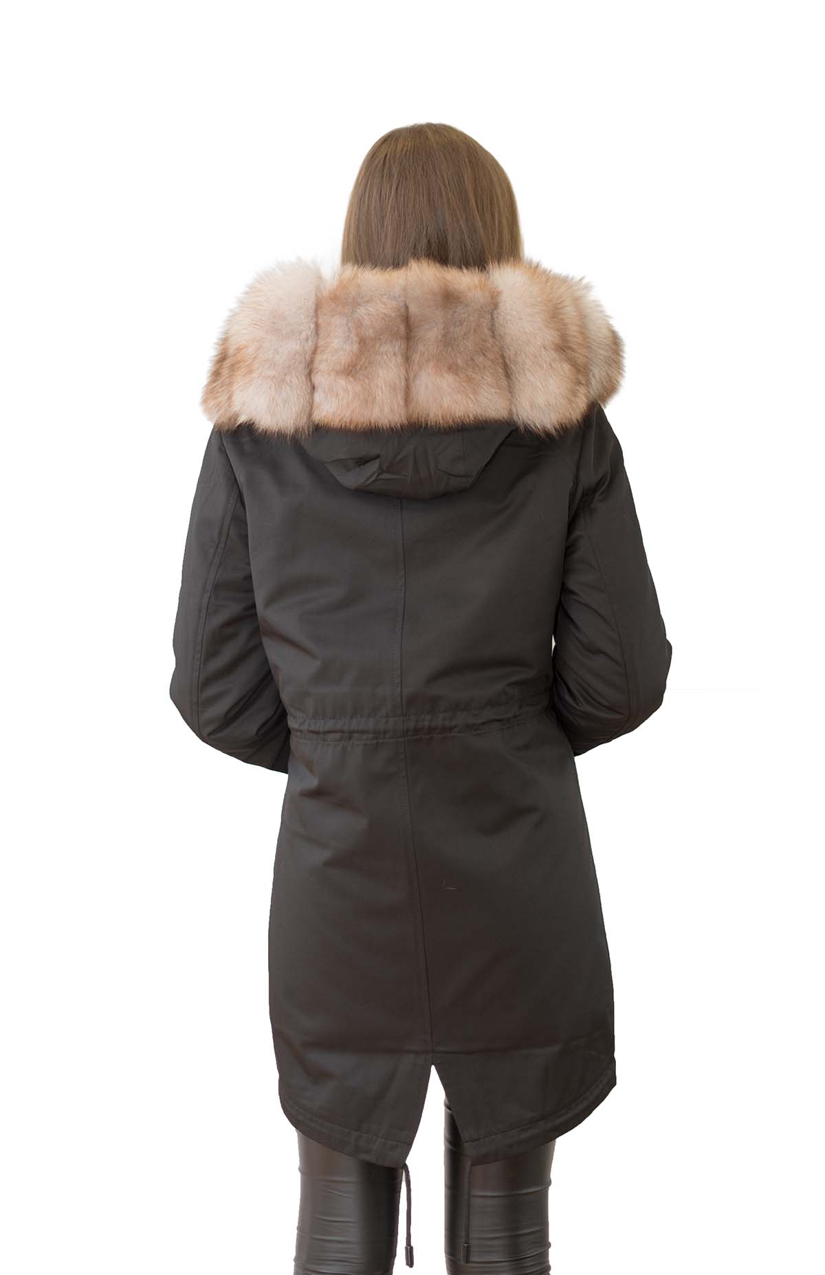 Parka Jacke mit XXL Pelzkragen Fuchs Innenfutter Rex Kaninfell