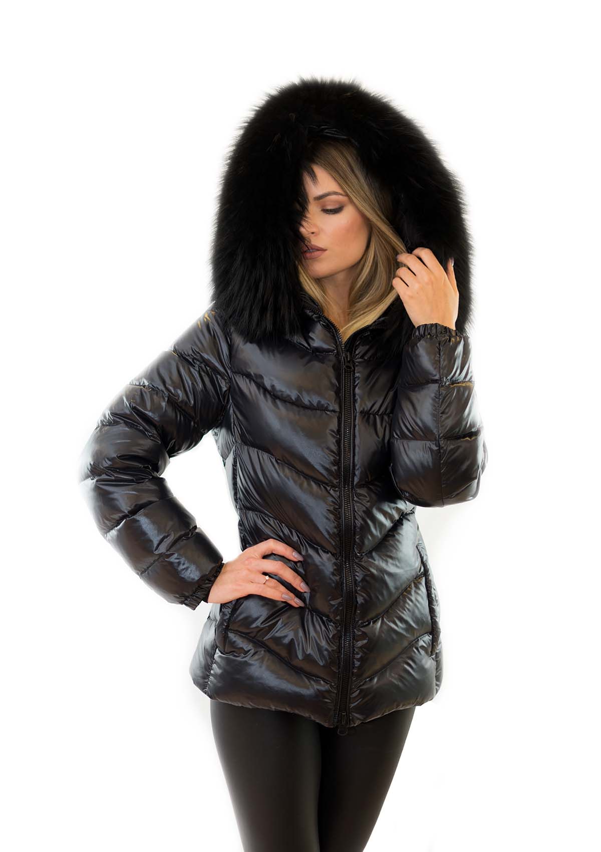 Daunenjacke mit Pelz Pufferjacke Pufferjacket mit Echtfell Echtpelz Pelzkragen
