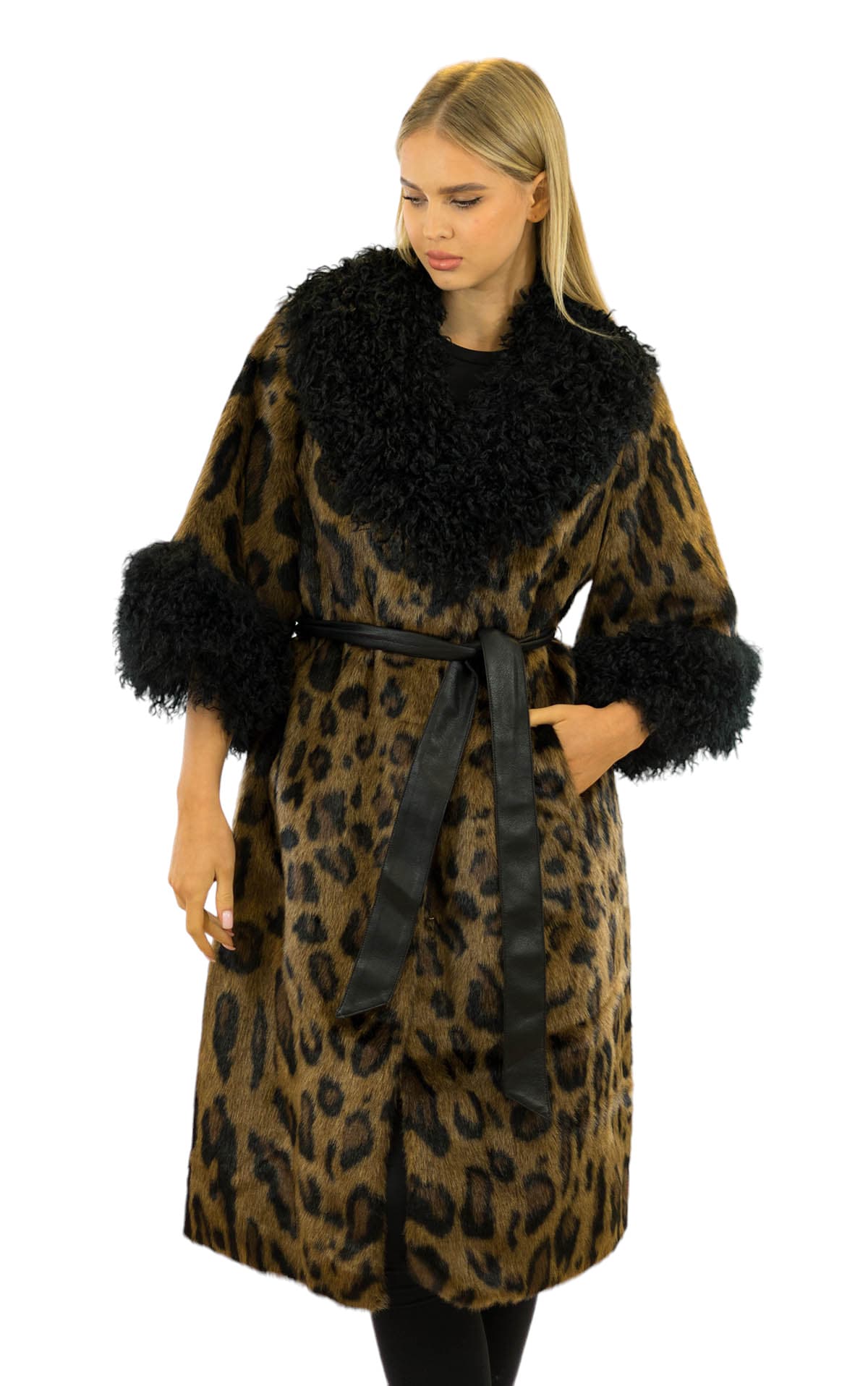 Lange Leoparden Kunstpelz Mantel Fake Fur Coat Mobwife Aesthetic