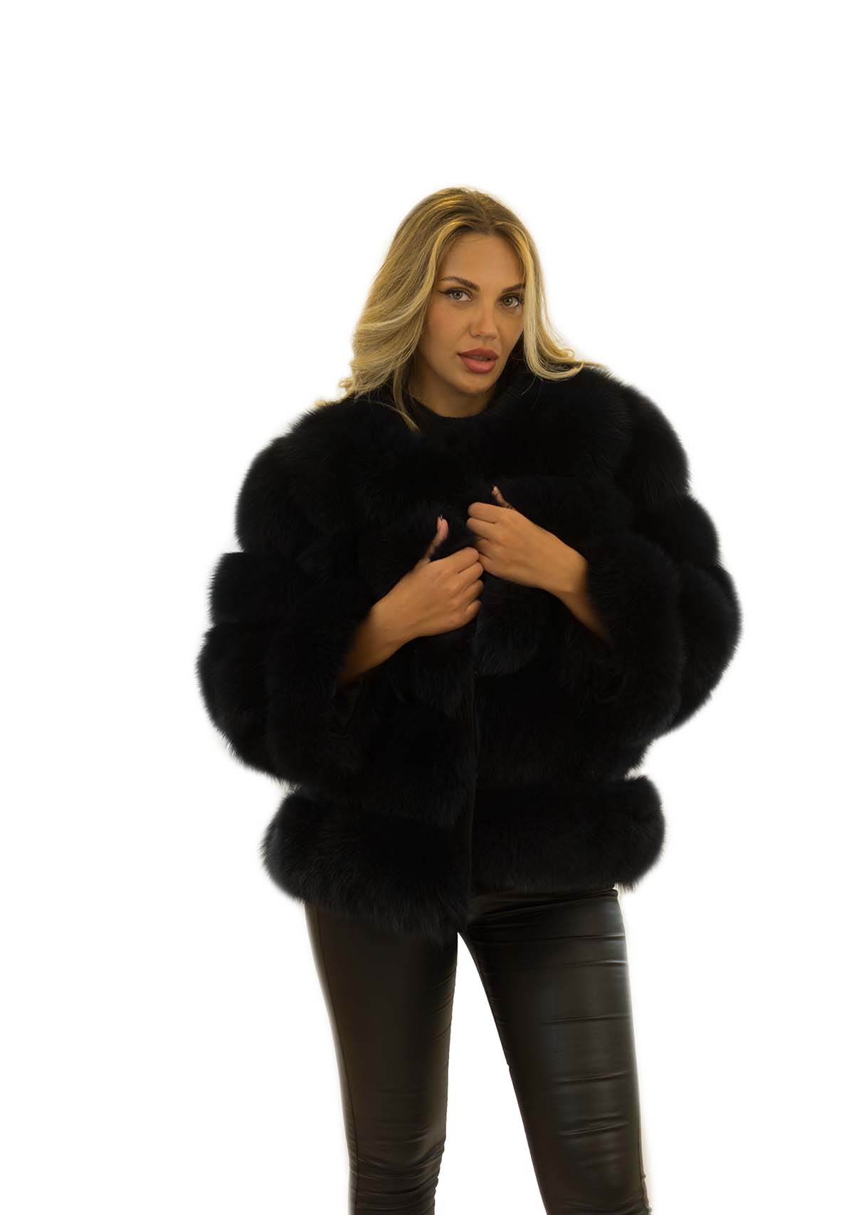 Pelzjacke aus Echtfell Fuchs Jacke Felljacke Echtpelz Blaufuchs