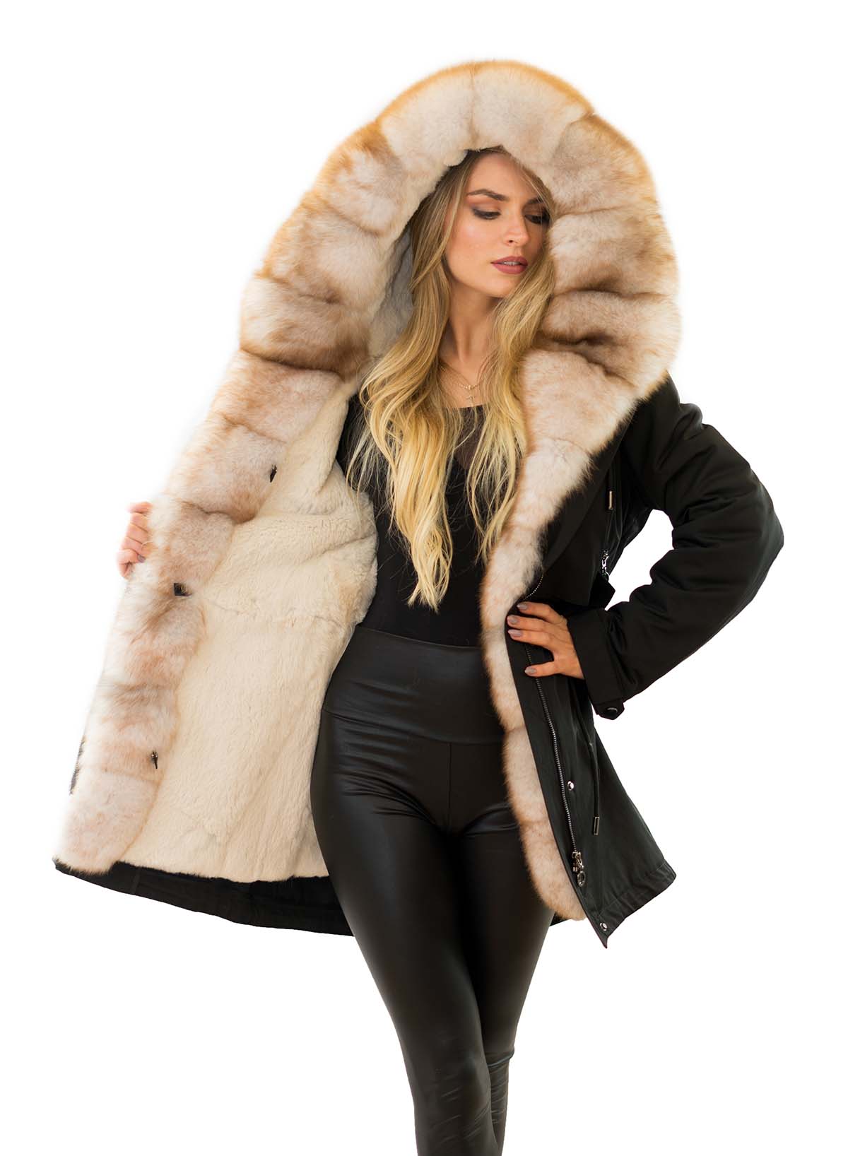 Damen Parka mit Echtpelz Winterparka mit Fell Parka mit Fell