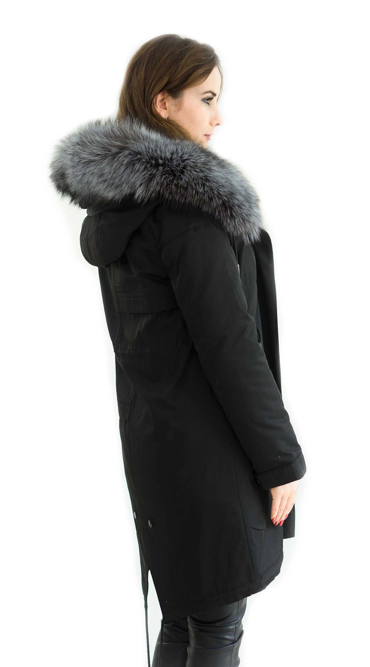 Parka Farbe schwarz mit Echtfell Pelzkragen von pelzchen mode