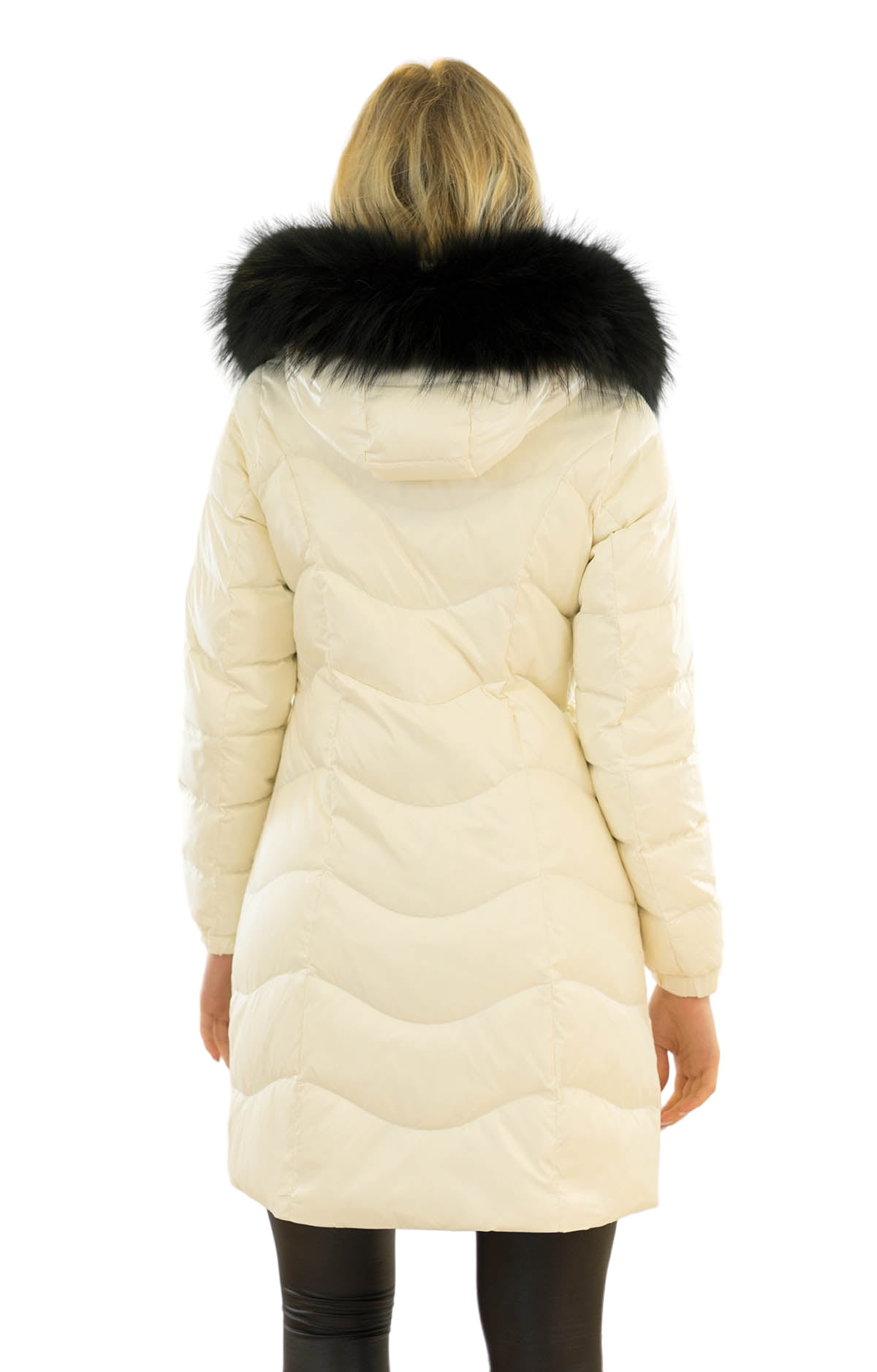 daunenjacke mit original finnraccoon pelzkragen für frauen parkajacke