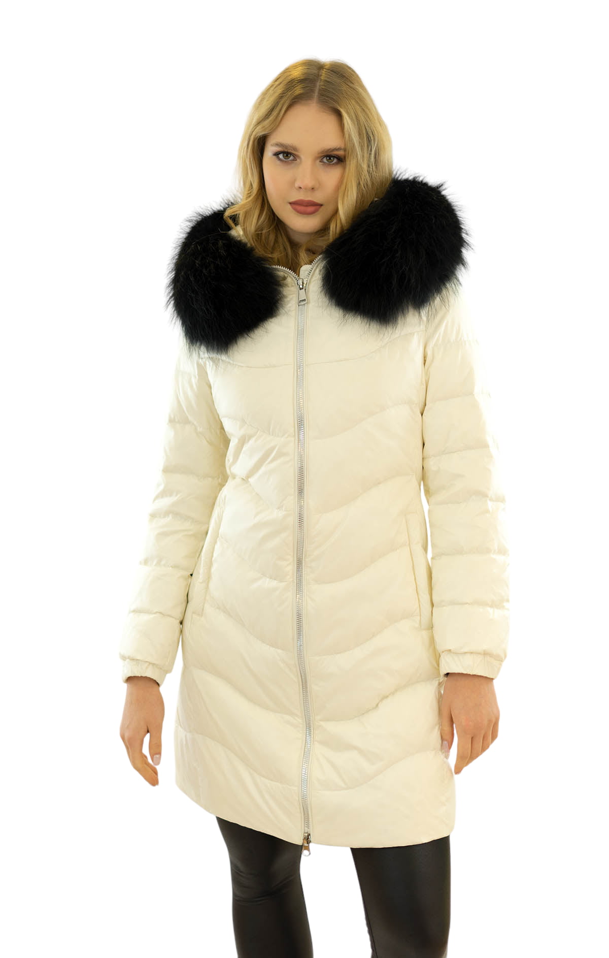 winterjacke für damen mit pelzkragen aus echtem fell
