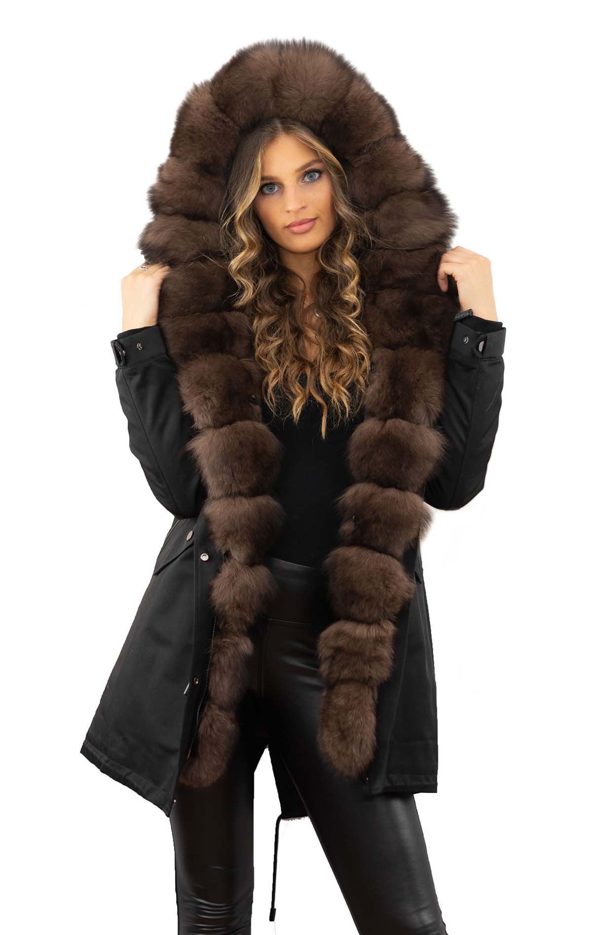 Parka Farbe schwarz mit Echtfell Pelzkragen von pelzchen mode