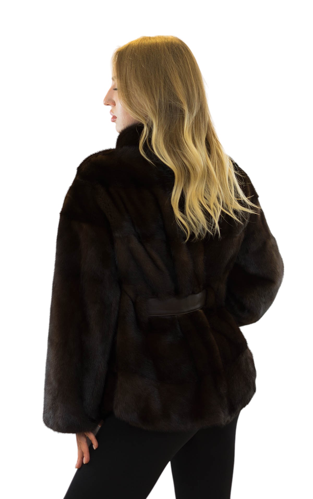 Damen Pelzjacke in Braun aus Echtfell Nerz