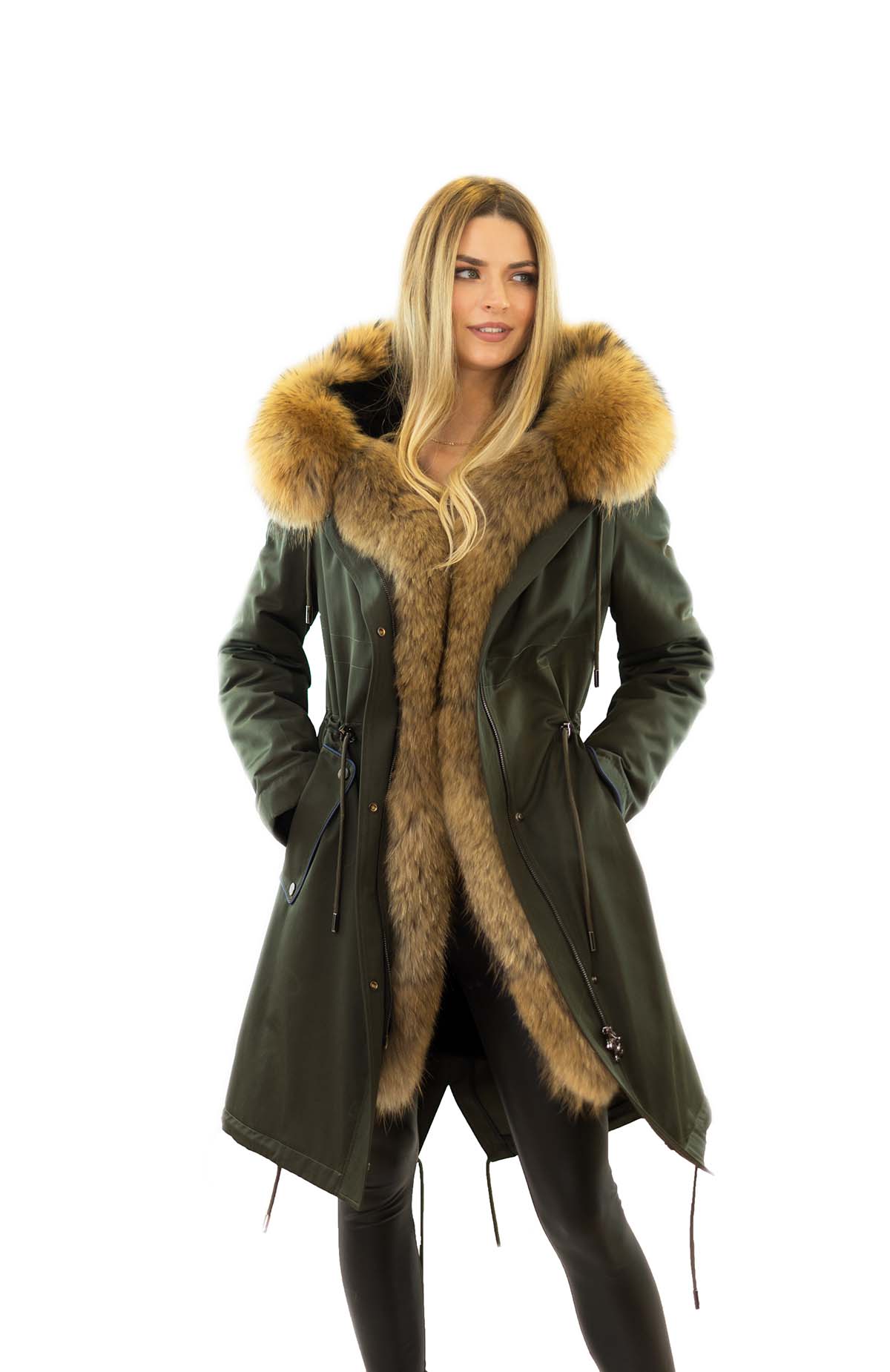 Winter Parka mit Fell Winterparka mit Pelz Pelzkragen Finnraccoon
