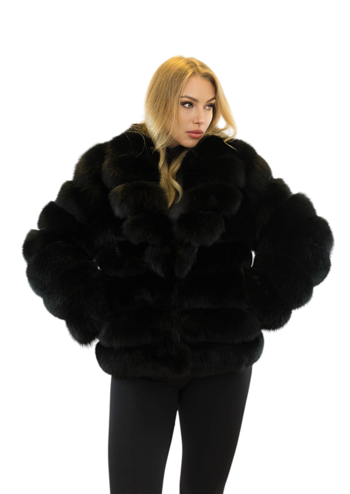 Echtfelljacke in schwarz aus Fuchs
