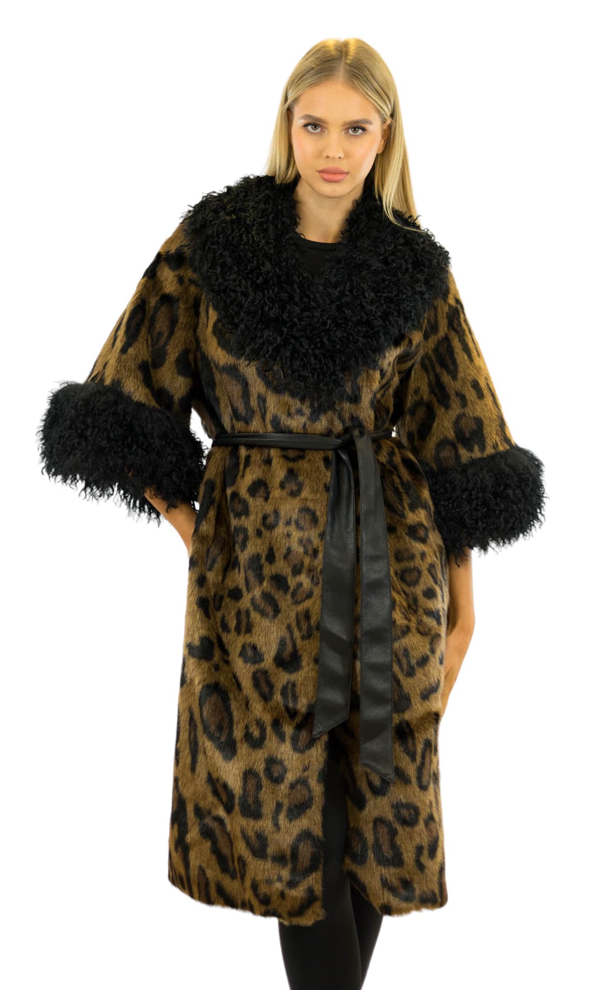 Pelzmantel Leomuster Leomantel Leopard Print Vintage Coat