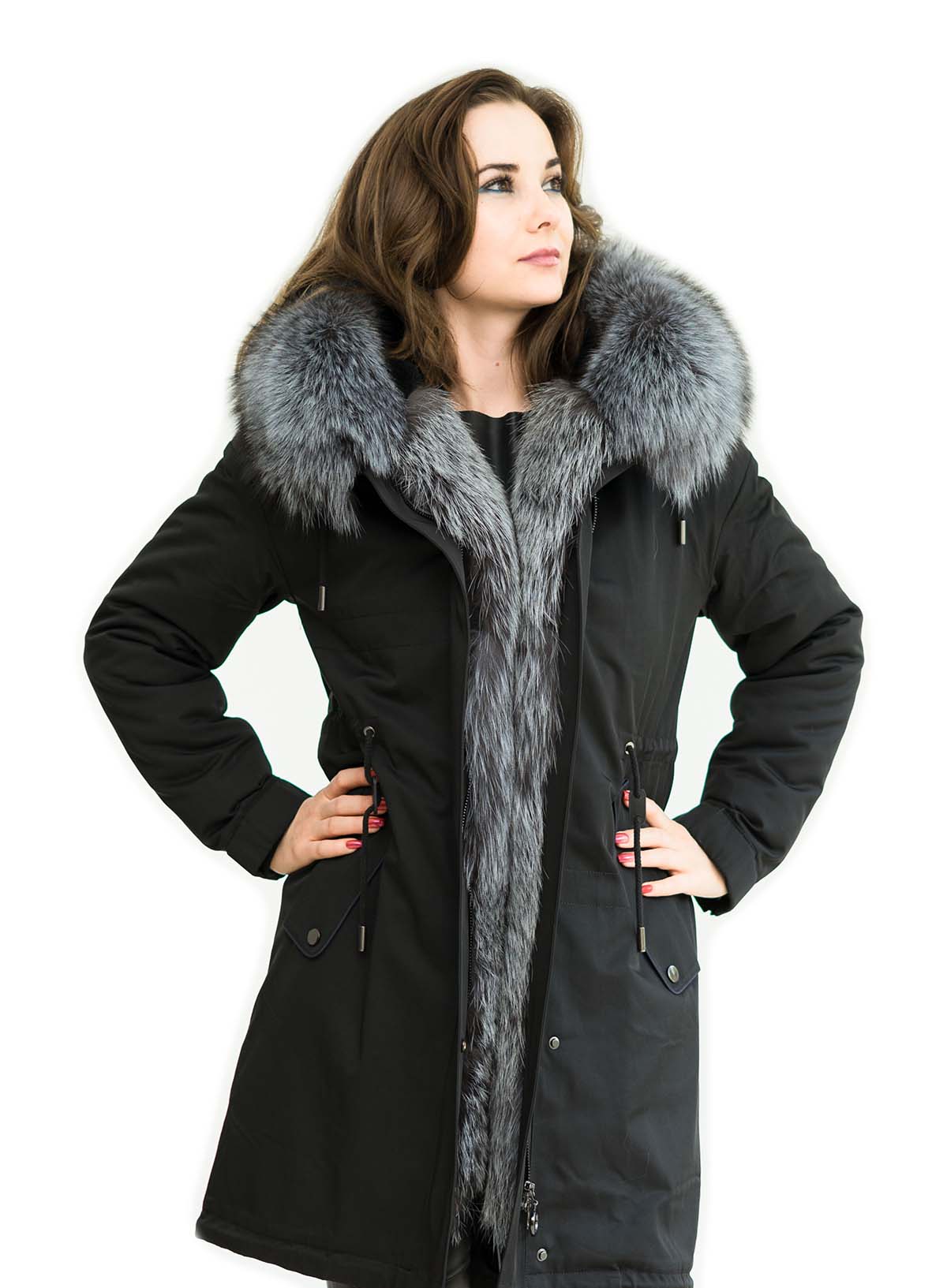 Parka Farbe schwarz mit Echtfell Pelzkragen von pelzchen mode