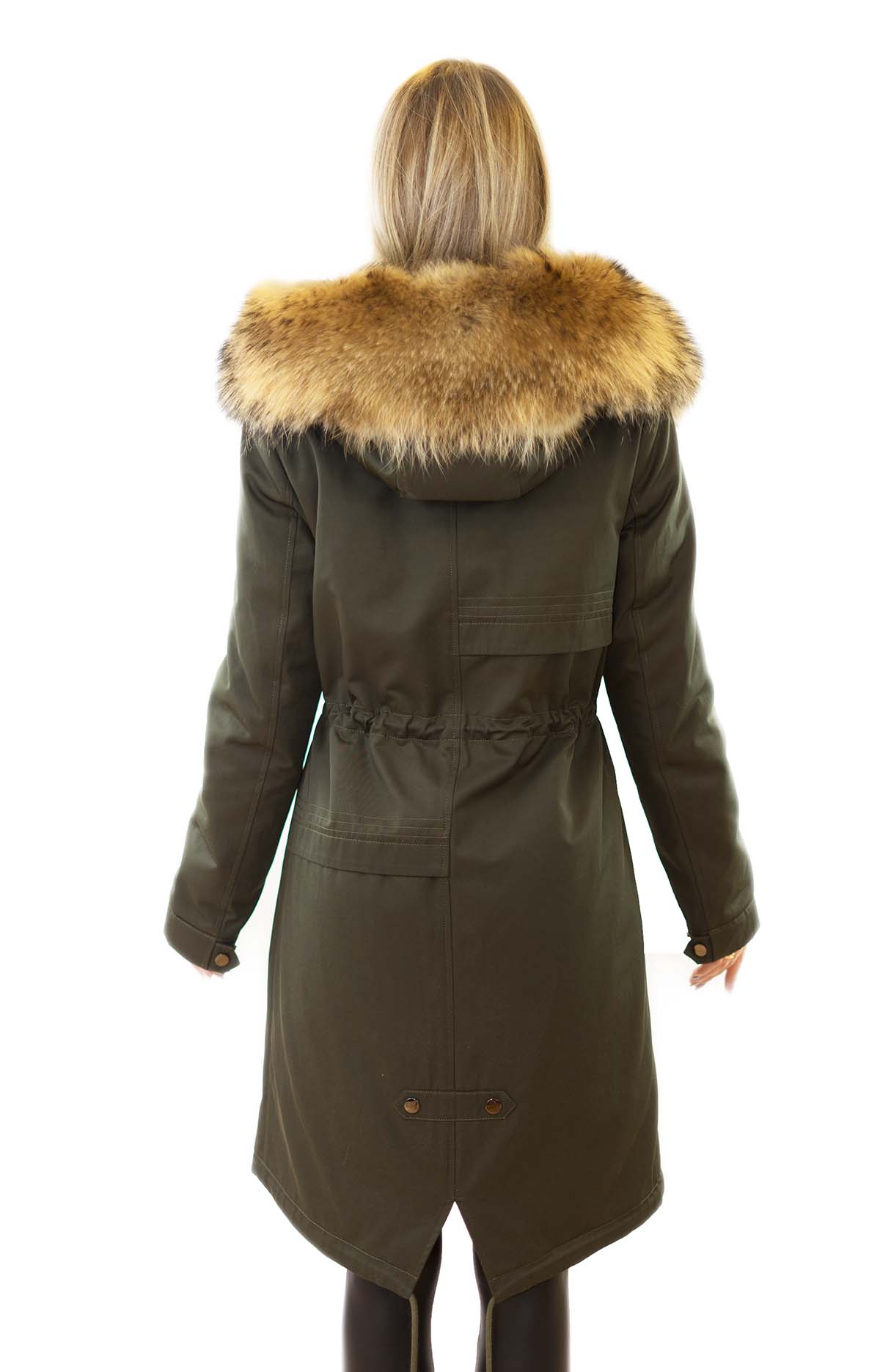 Parka mit Echtfell xxl Pelzkragen aus Finnraccoon Echtpelz Innenfell Rex Kaninfell