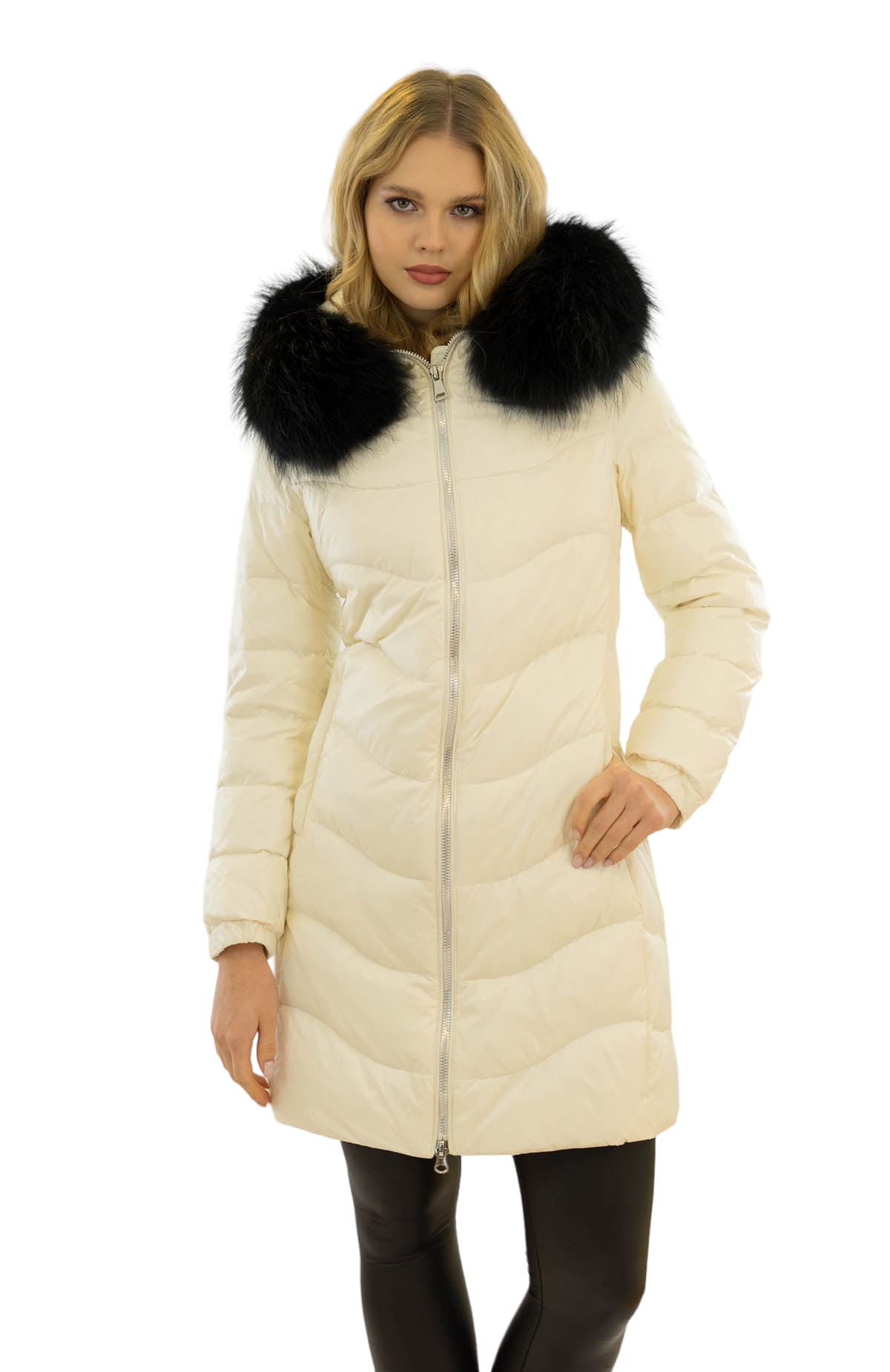 echtfell damenwinterjacke mit daunenfüllung und pelzkragen