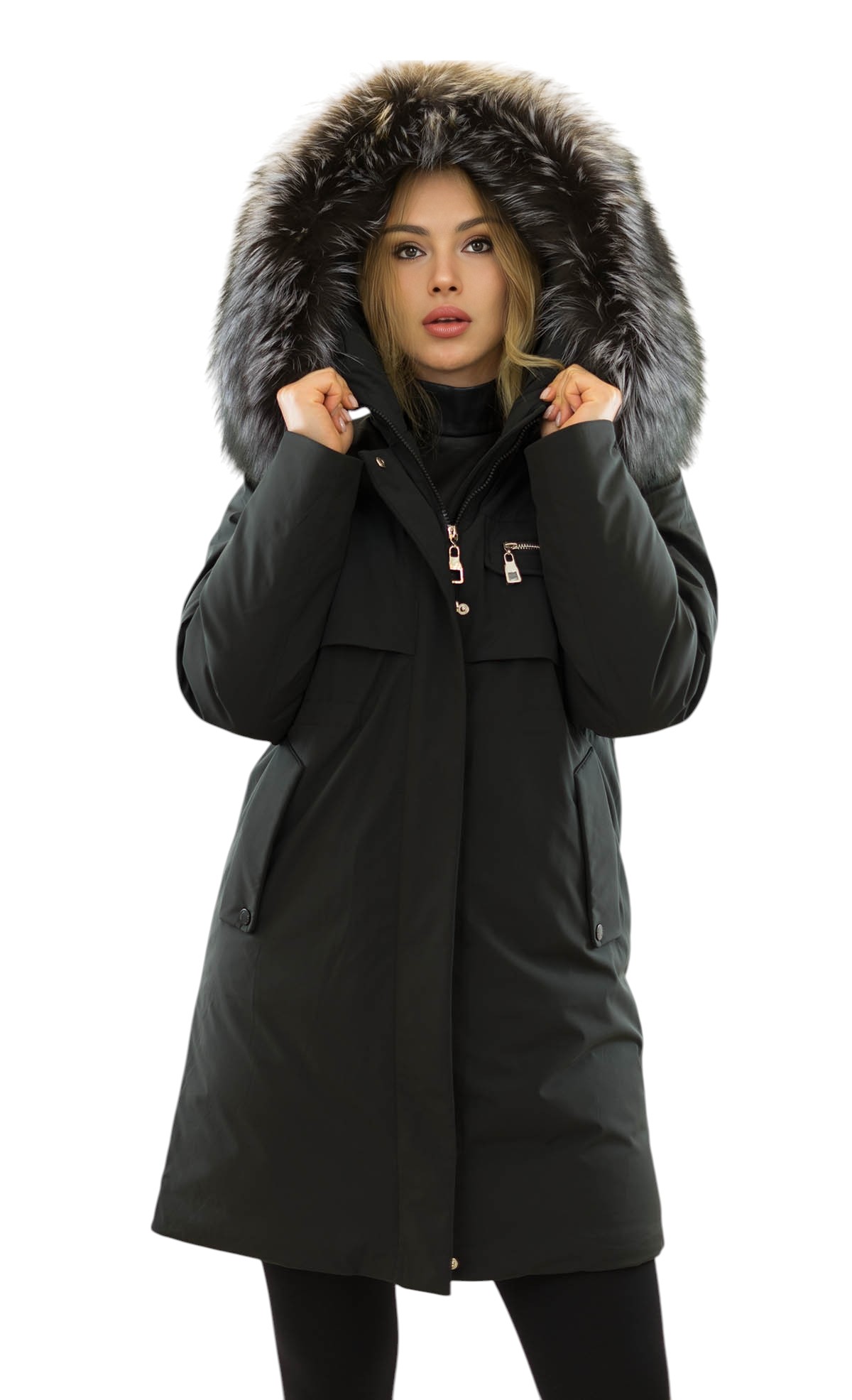 Winterparka für Damen mit abnehmbarem Naturfell