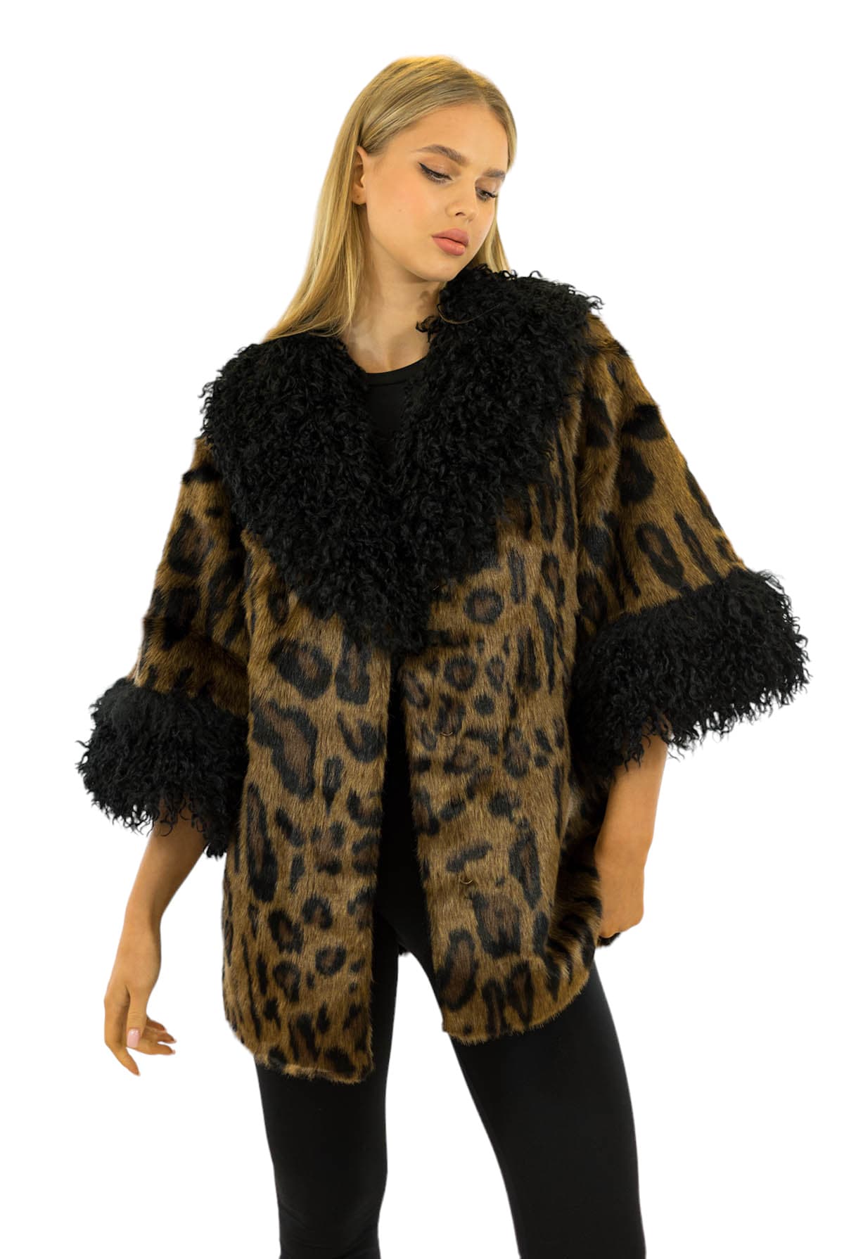 Kunst Pelzjacke Leo Print Animal Print
