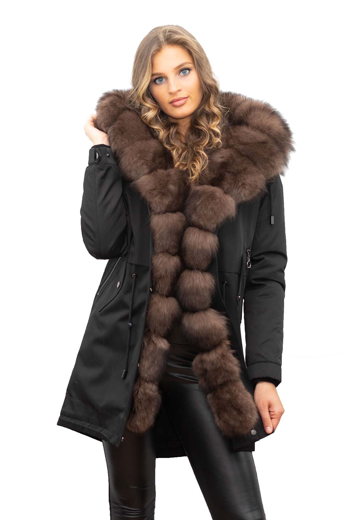 Winterparka mit Echtfell Pelzkragen Fuchs Echtesfell Innenfell Kanin