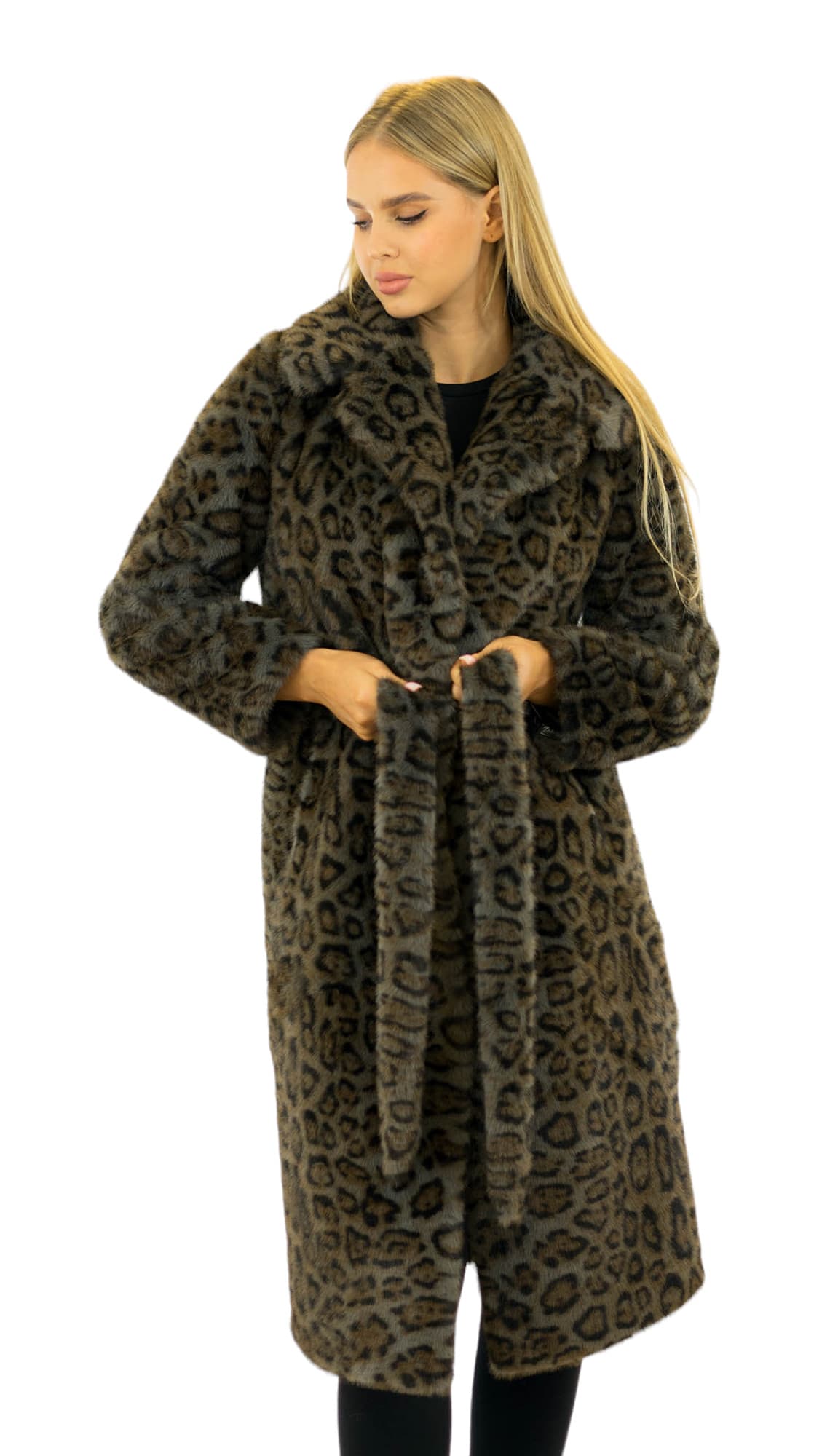 Faux Fur Fashion Leopard Print Kunstpelz Mantel