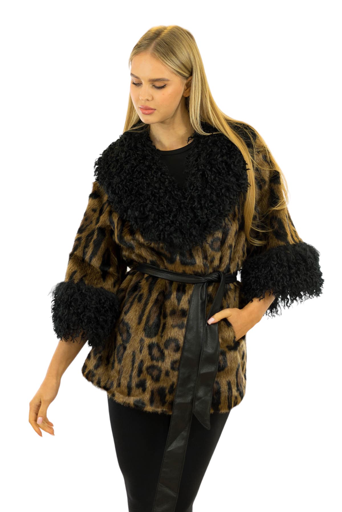 Pelzjacke aus Faux Fur Animal Print