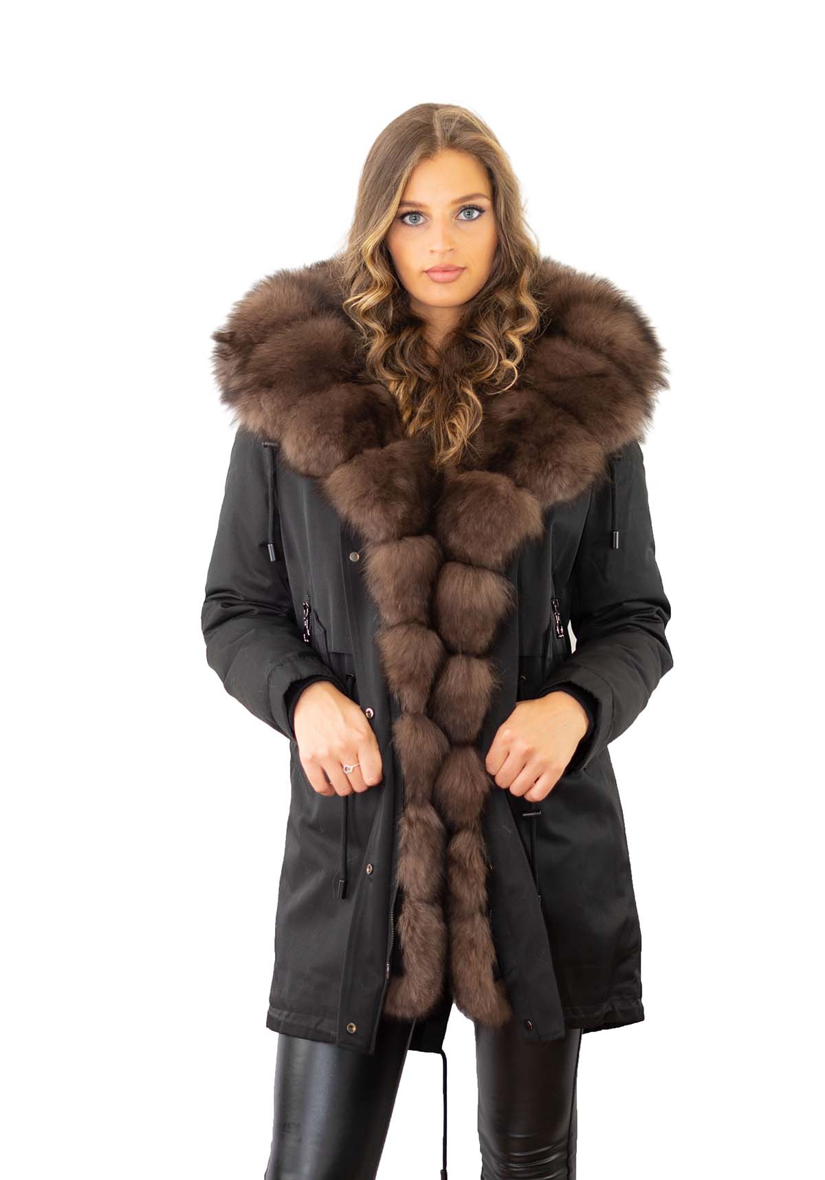 Parka Farbe schwarz mit Echtfell Pelzkragen von pelzchen mode