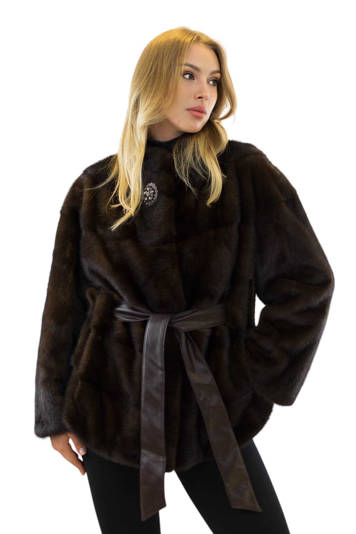 Nerz Pelzjacke Maja Braun Echtfelljacke aus Nerz