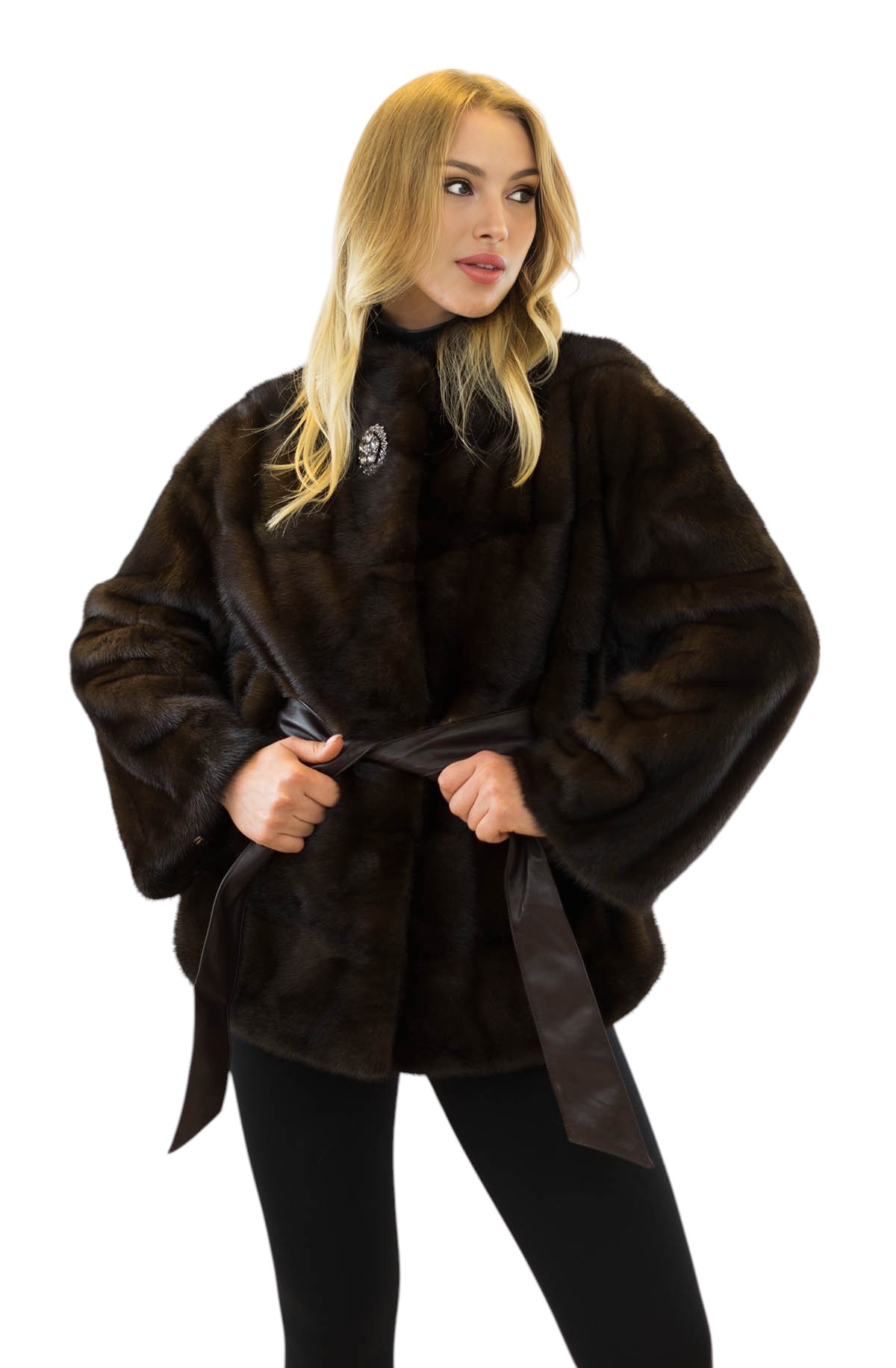 Pelzjacke Damen Maja Braun Nerz
