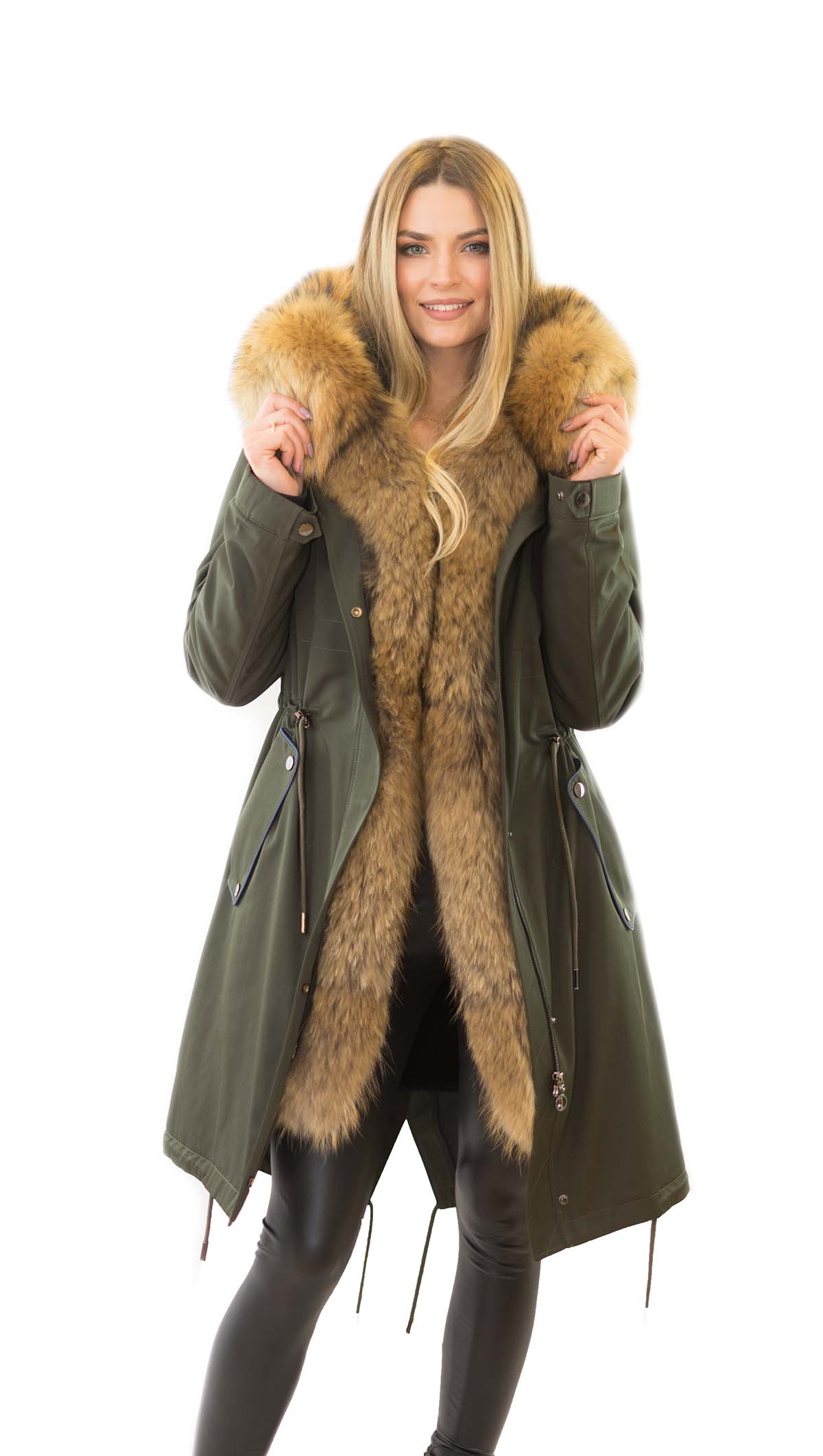 Winter Parka mit Fell Winterparka mit Pelz Pelzkragen Finnraccoon